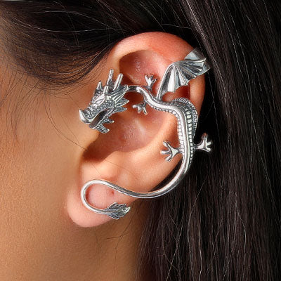 Brinco de Prata Contorno de Orelha (Ear Cuff) Dragão - 27173