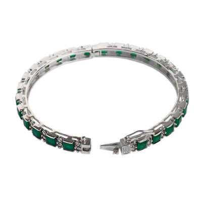 Bracelete de Prata com Esmeralda