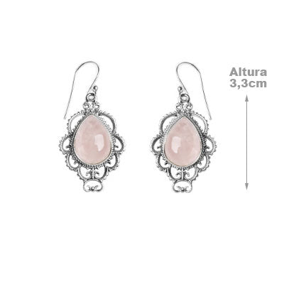 Brinco de Prata com Quartzo Rosa