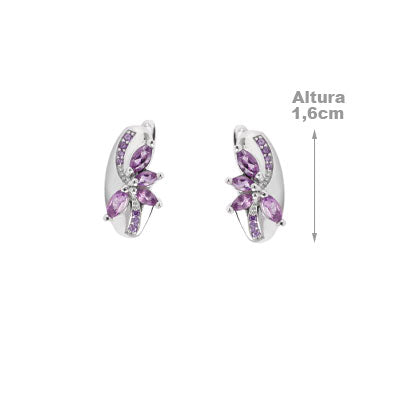 Argola de Prata Flor com Zircônias-59197