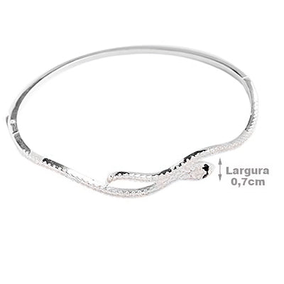 Bracelete de Prata Serpente/Cobra com Zircônias - 63756