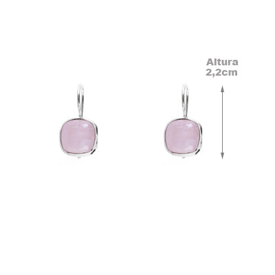 Brinco de Prata com Quartzo Rosa - 64170