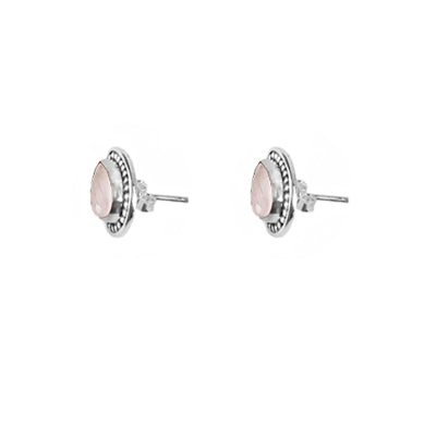 Brinco de Prata com Quartzo Rosa - 64220