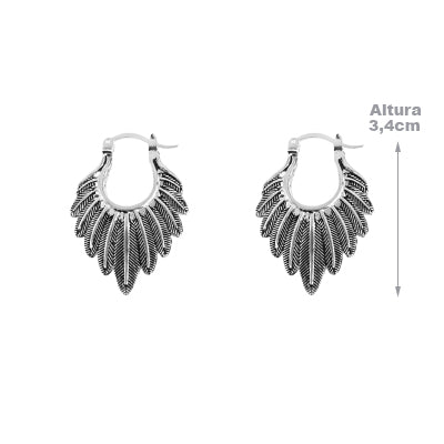 Argola de Prata Folhas - 64862