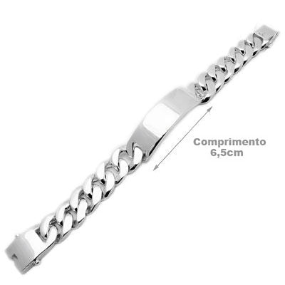 Pulseira de Prata Elo com Placa - 18750