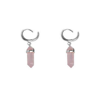 Argola de Prata com Quartzo Rosa