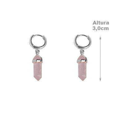 Argola de Prata com Quartzo Rosa