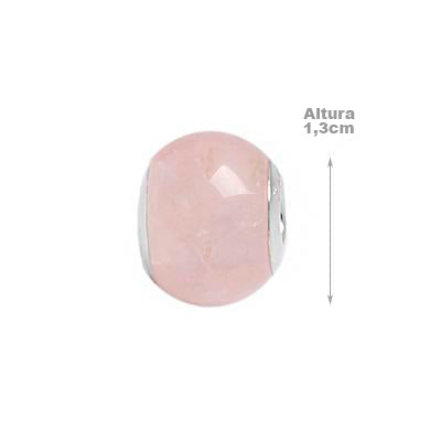 Berloque de Prata com Quartzo Rosa