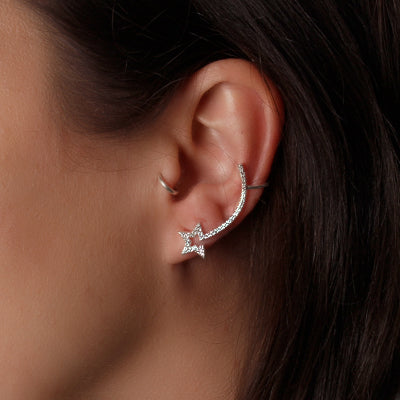 Brinco de Prata Contorno de Orelha(Ear Cuff).