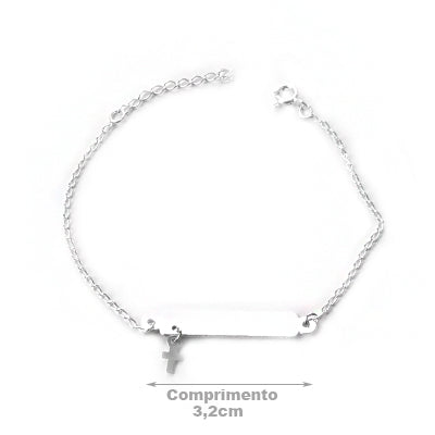 Pulseira de Prata Infantil com Placa